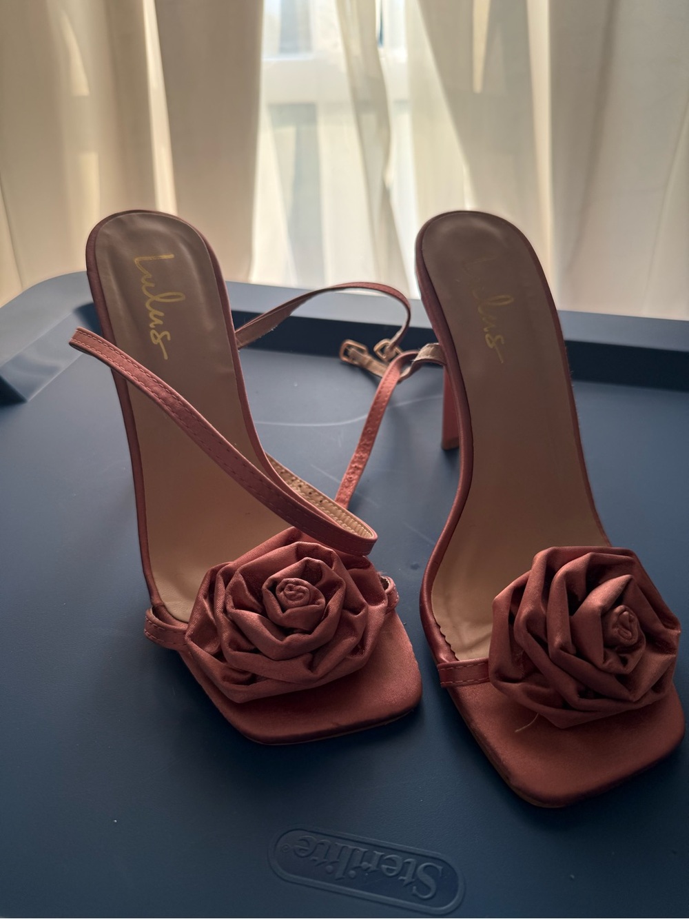Lulu's Rose Applique Strappy Heels in Dusty Rose